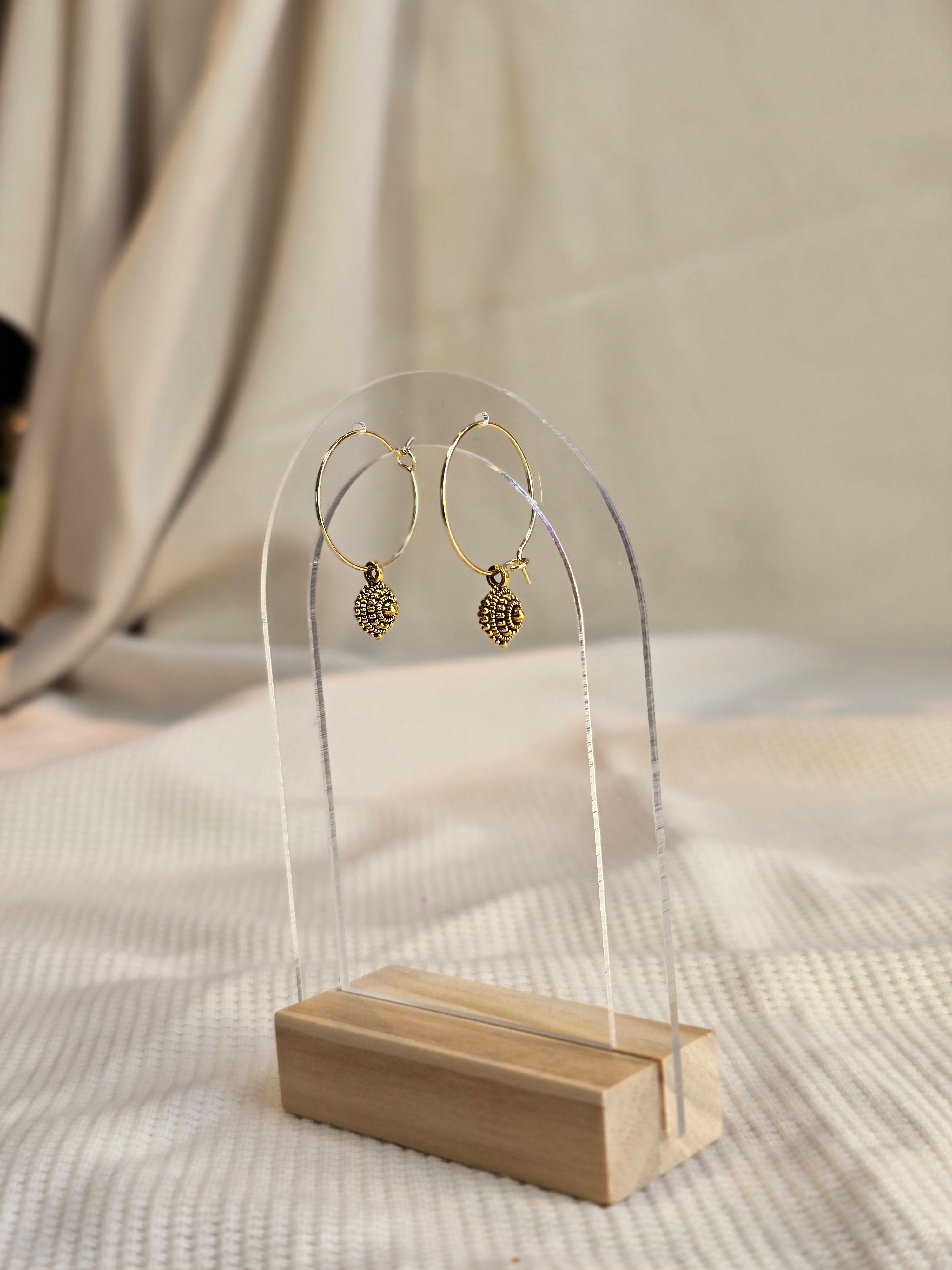 Charm Hoops RVS, goudtint