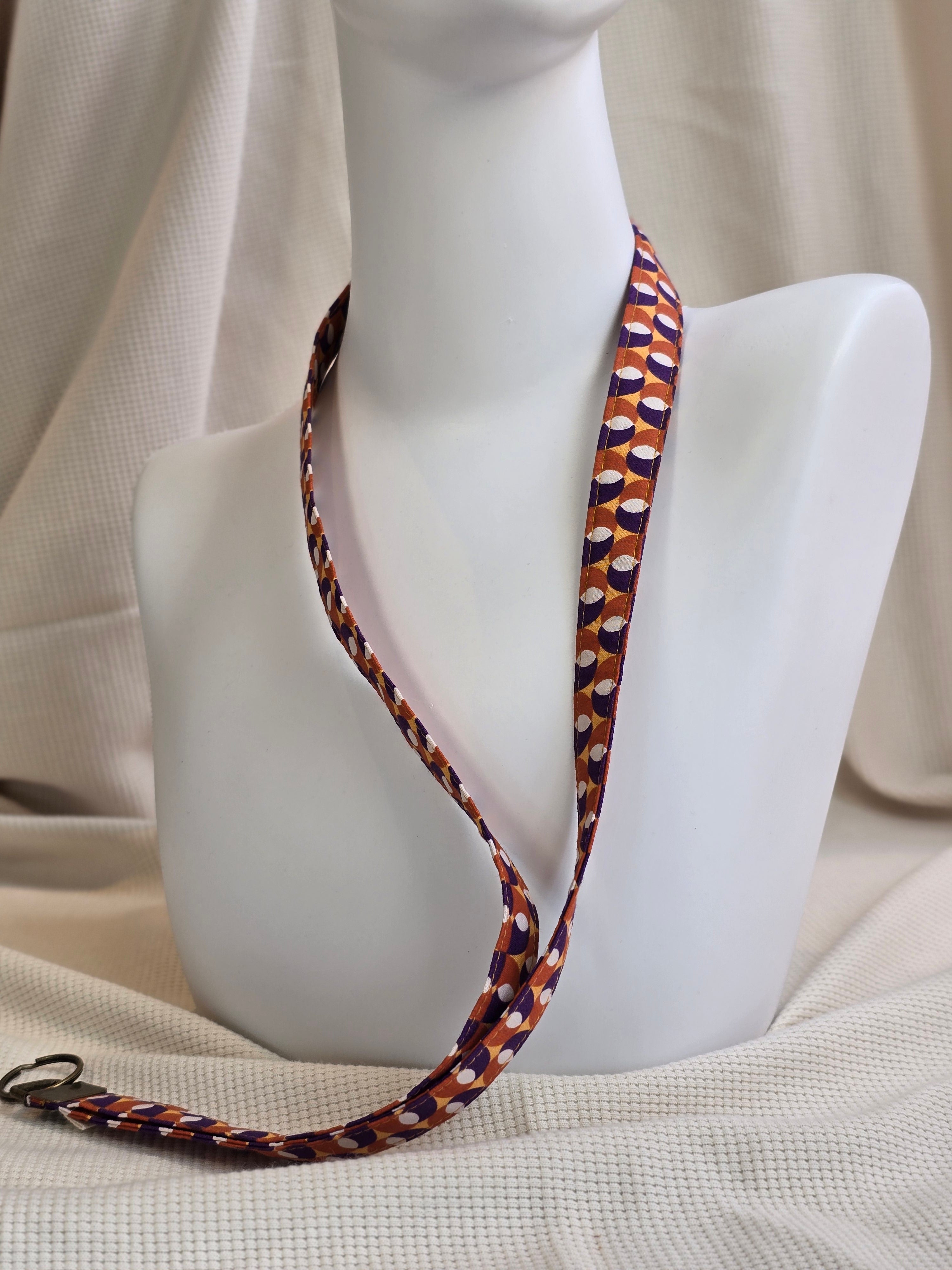 Retro oranje, paars met blauw print telefoonkoord, -keycord en -sleutelhangers