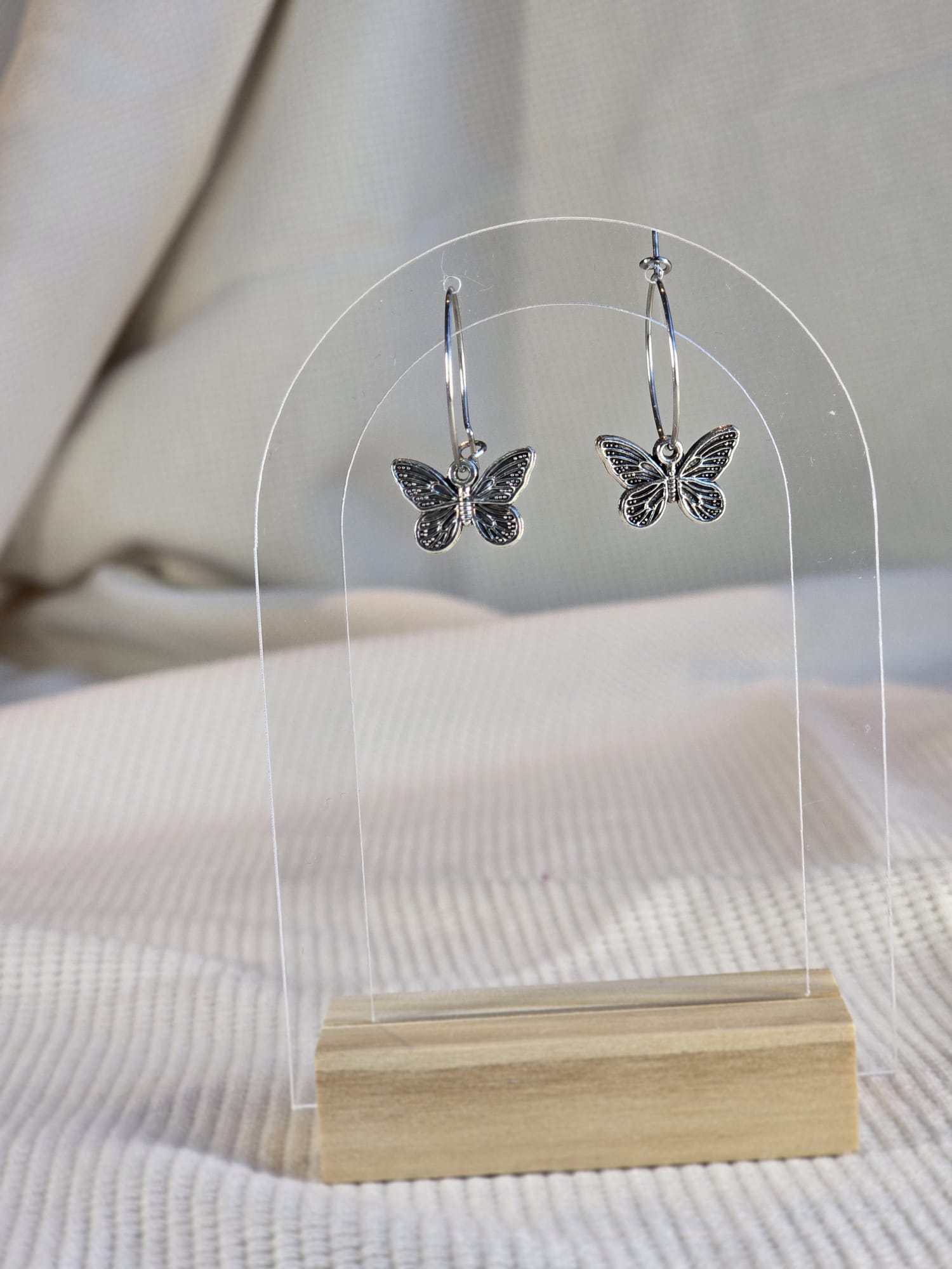 Charm Hoops RVS, zilvertint