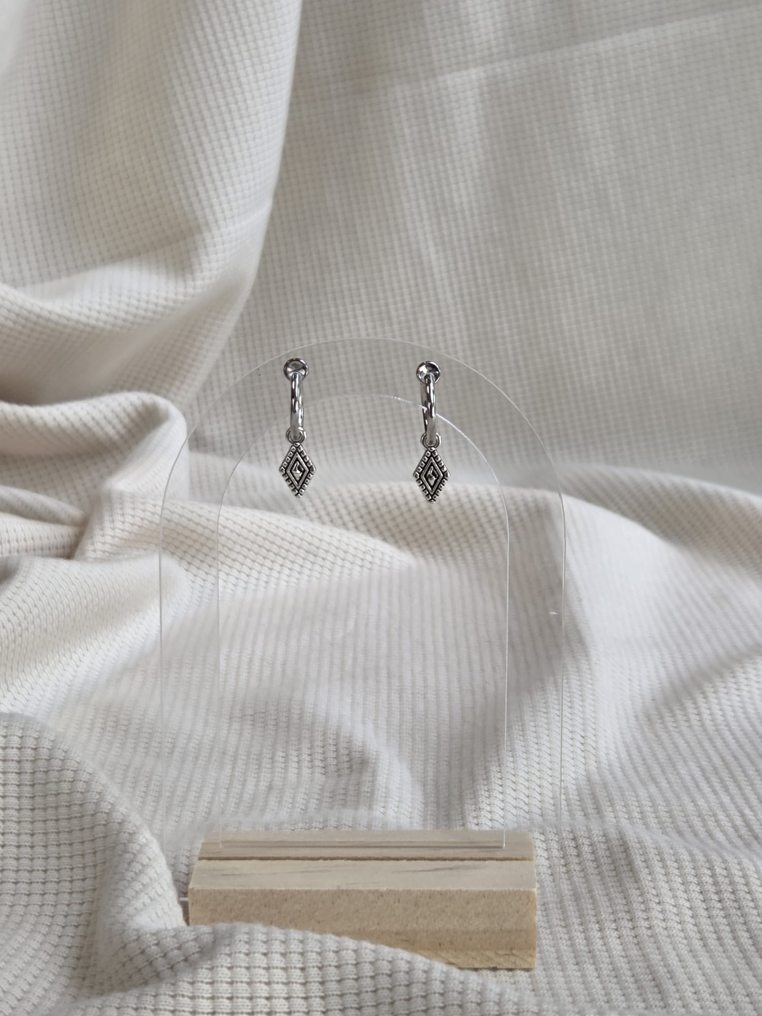 RVS zilvertint oorbellen, Clip-On met diverse hangers