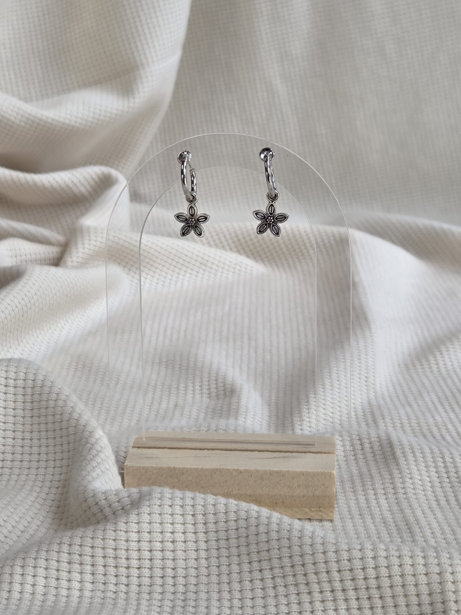 RVS zilvertint oorbellen, Clip-On met diverse hangers