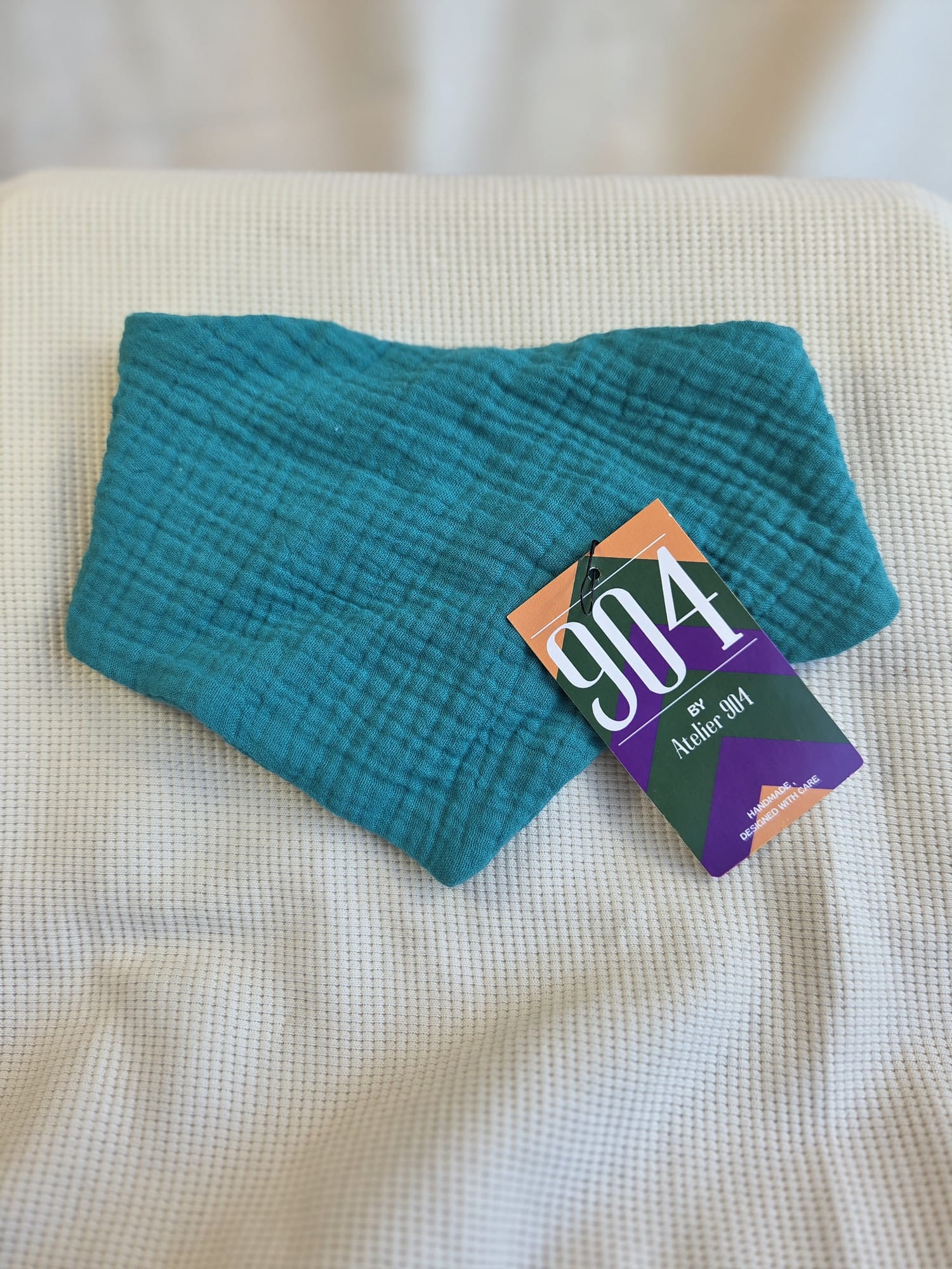 Teal puntsjaaltje double gauze, drukknopen