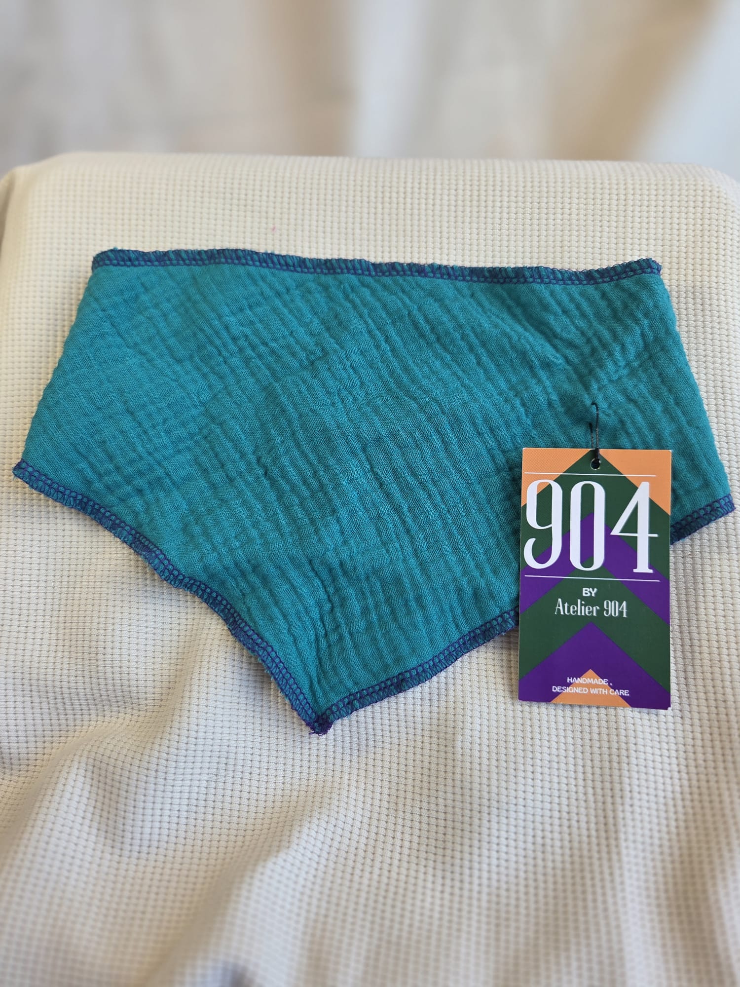 Teal puntsjaaltje double gauze, drukknopen