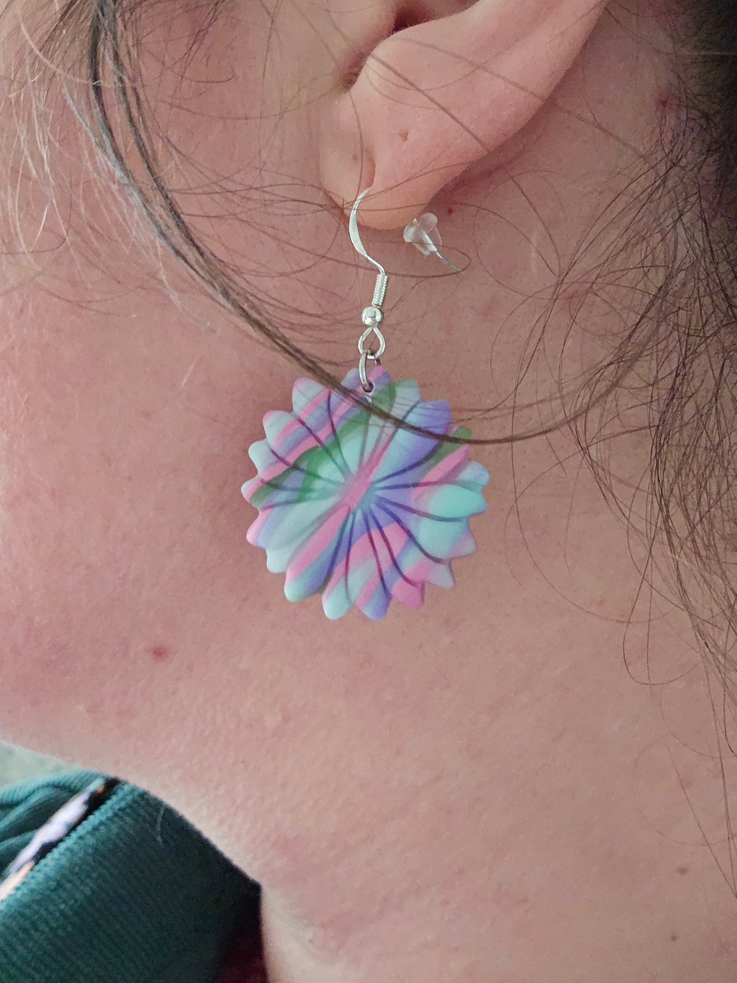 Pastel swirl bloem, oorbellen