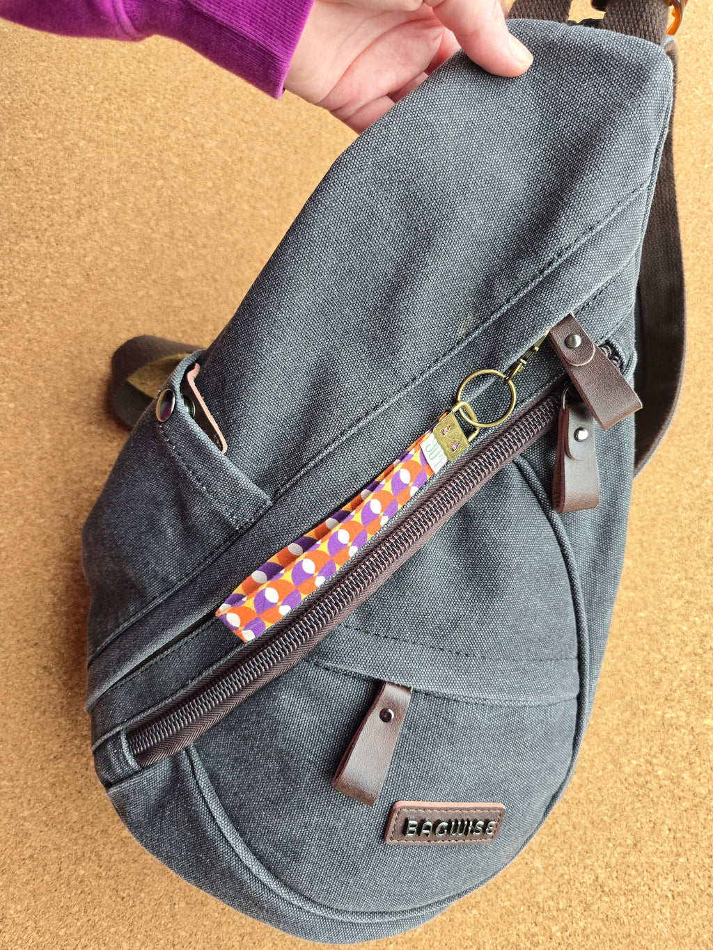 Retro blauwtinten met lime, groene kleur print keycord en -sleutelhangers
