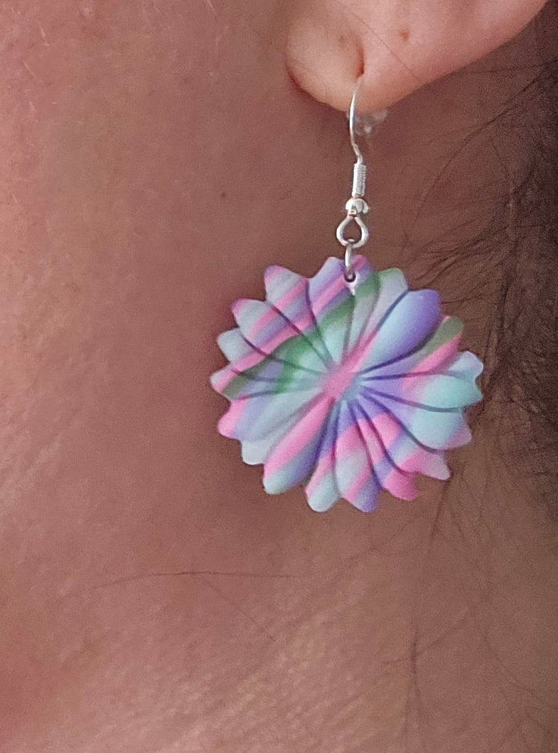 Pastel swirl bloem, oorbellen